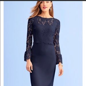 NEW Talbots RSVP Lace & Crepe dress sz 16 Indigo